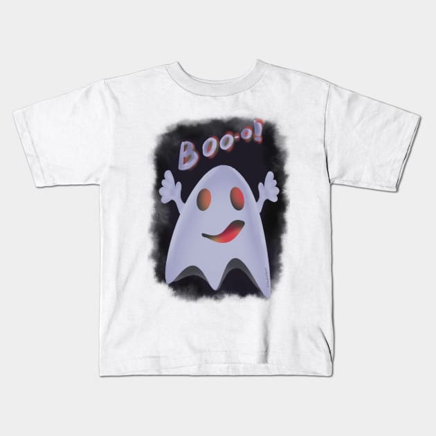 Funny ghost Kids T-Shirt by JuliaArtPaint